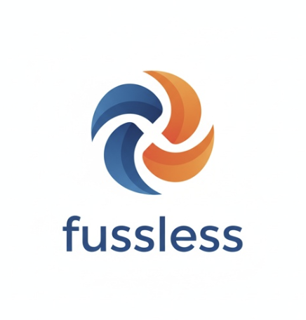 scripted capital f with a gradient orange to blue color